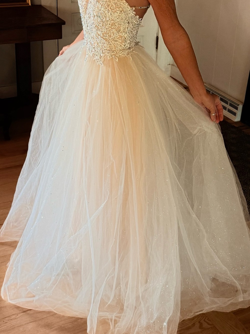Camille La Vie Ivory & Blush Sparkle Tulle Ball Gown
